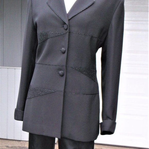 VTG NIPON Black w/Beading evening Blazer 10 - Picture 3 of 11